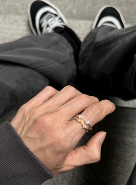 原创星陨坠落系列S925纯银戒指男女开口高级感情侣对戒小众设计