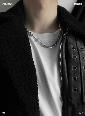 十字架轻奢小众拼接项链男潮嘻哈锁骨链简约百搭配卫衣服毛衣链子