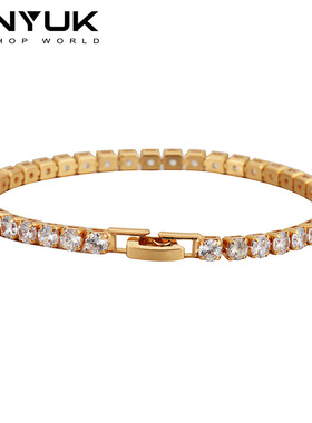 新款潮牌精品女款韩版简约个性时尚手链 铜微镶锆石手链 潮流饰品