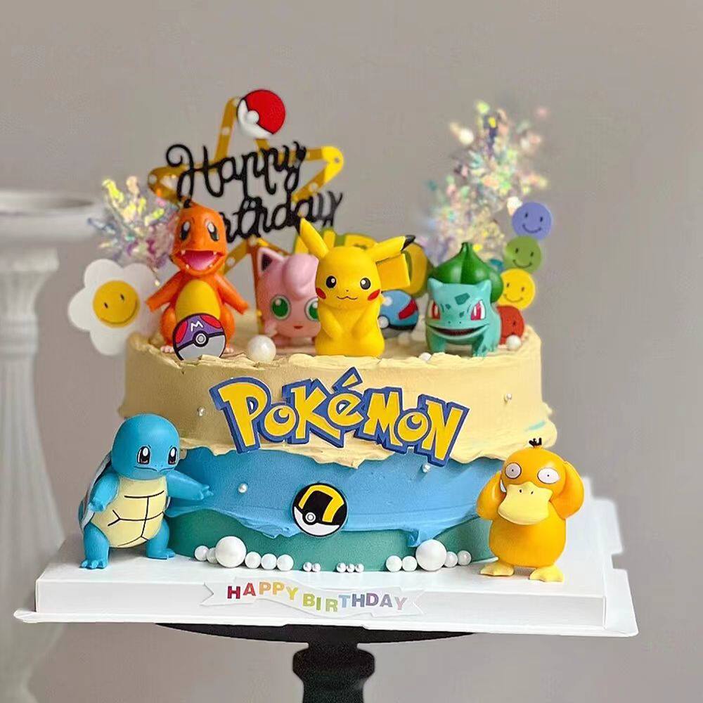 宠物小精灵生日蛋糕装饰插件皮卡丘公仔摆件神奇宝贝儿童甜品装扮