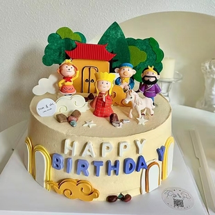 西游记蛋糕装 饰插件师徒四人孙悟空唐僧猪八戒摆件儿童生日插牌