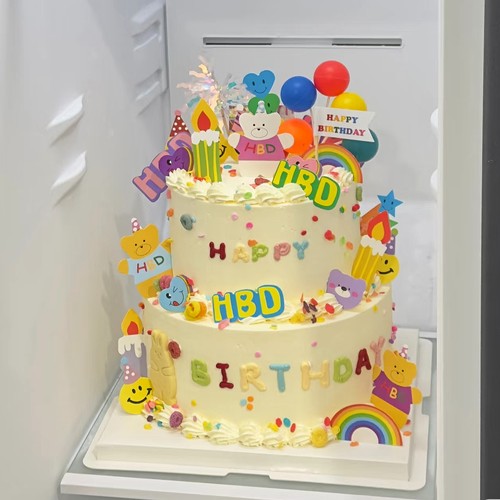 韩式HBD烘焙插牌马卡龙彩色球