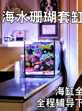 海水缸全套设备珊瑚海水鱼缸小型超白专用海缸新手桌面40背滤海缸