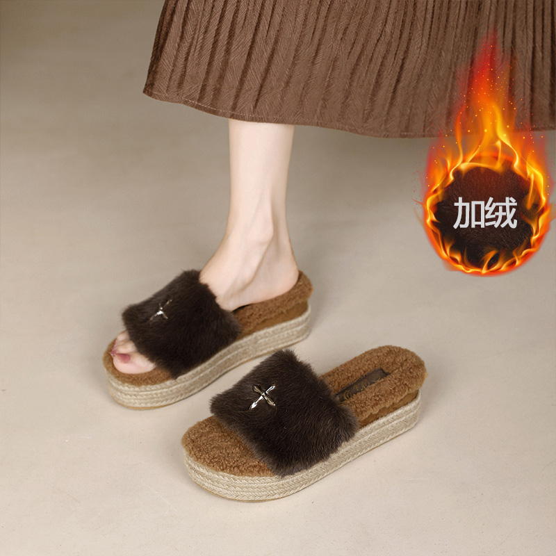 巨好看毛毛拖鞋女外穿2025秋冬款