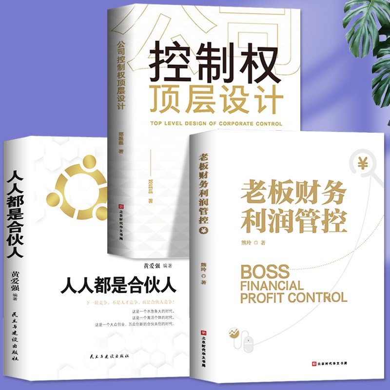 全3册 控制权顶层设计老板财务利润管控人人都是合伙人 制度企业管理领导力从零开始学创业经管书财务管理审计税收知识创业大全集