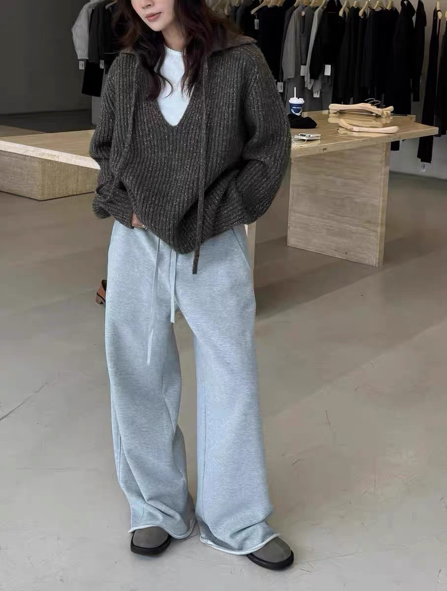 设计师品牌SOIRESET减龄杂色花纱翻领慵懒廓形宽松大毛衣女秋冬