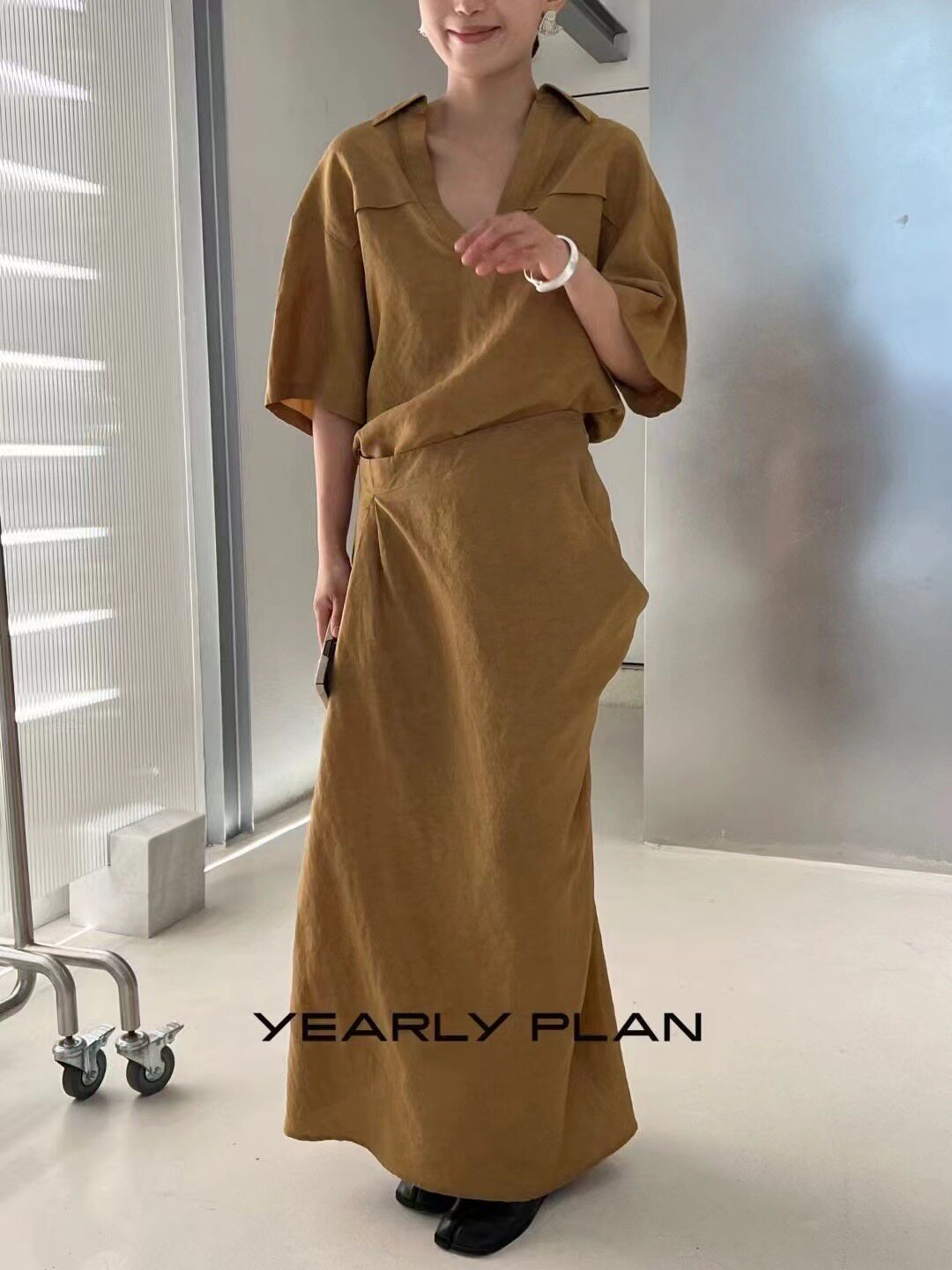 设计师品牌亚麻立体裁剪不对称分连衣裙