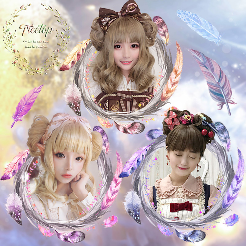lolita假发优雅包子头分体现货