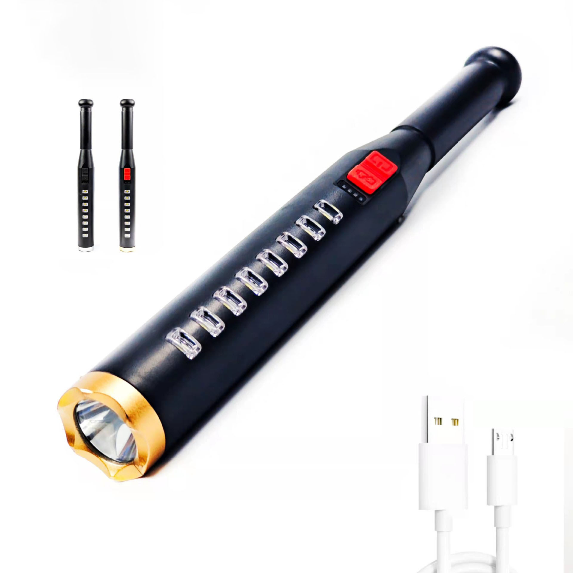 跨境新款手电多功能强光手电筒 棒球棒电筒 户外USB充电手电筒