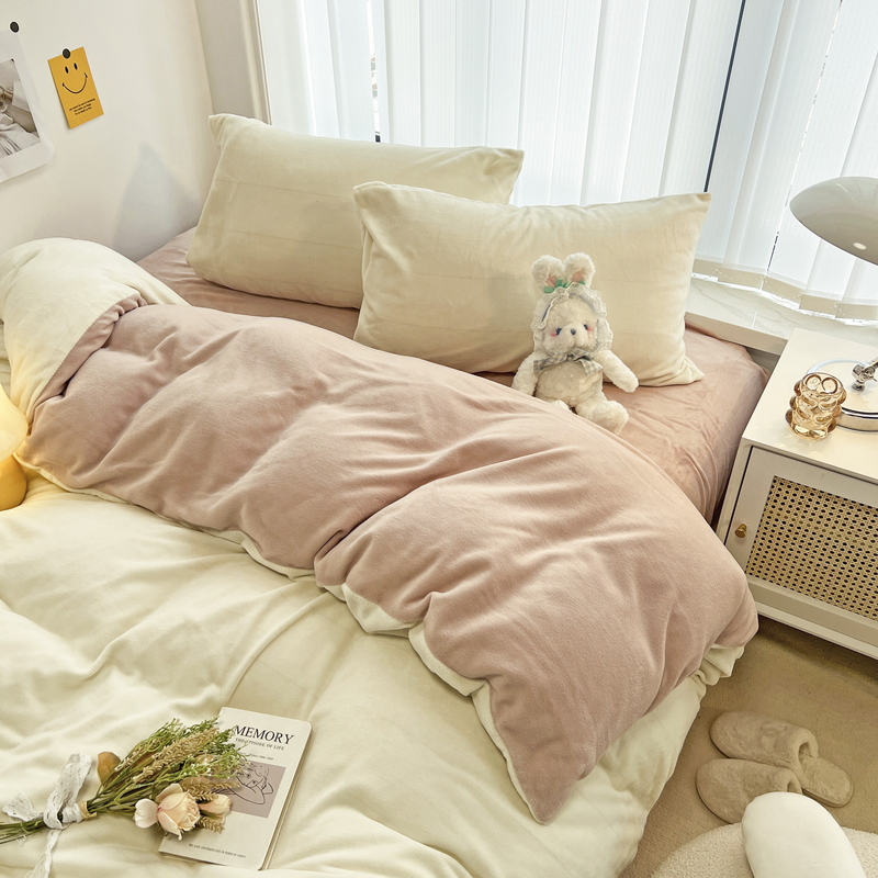 秋冬保暖加绒毛绒单双人被套