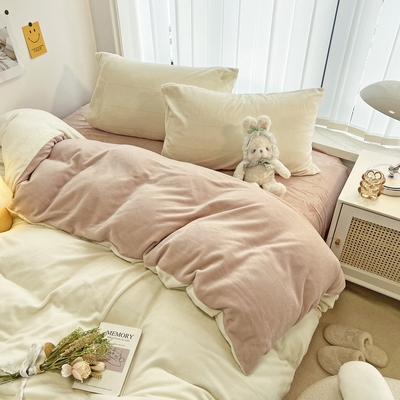 秋冬保暖加绒毛绒单双人被套