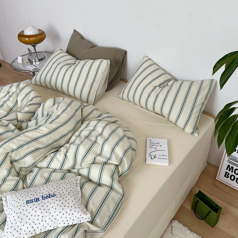 网红韩国东大门同款条纹四件套