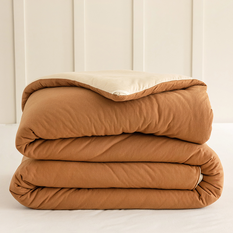 秋冬裸睡针织天竺棉纯色被子四季通用被芯单人宿舍加厚保暖秋冬被