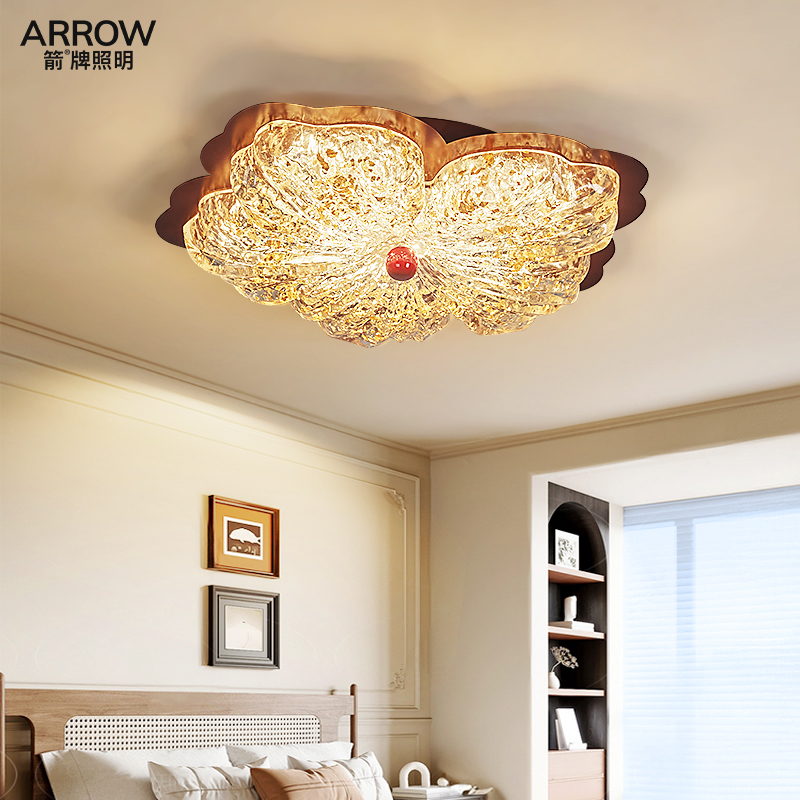 中古风轻奢花朵卧室护眼吸顶灯