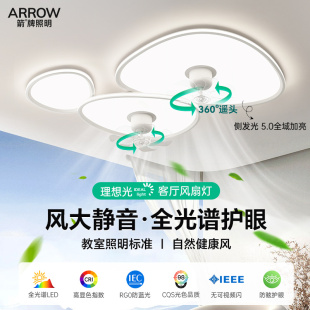 箭牌照明餐厅风扇灯卧室客厅新款 鹅卵石云朵吸顶灯 全屋大厅灯套装