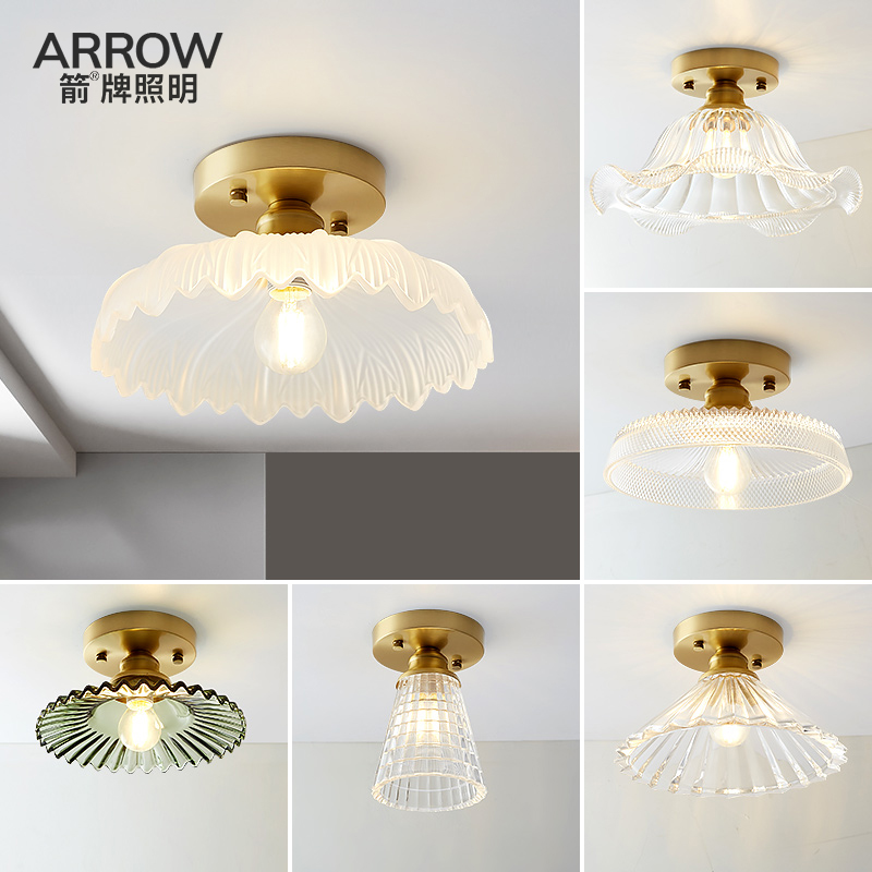 过道灯走a廊灯阳台灯现代简约衣帽间吸顶灯全铜玄关入户北欧灯具