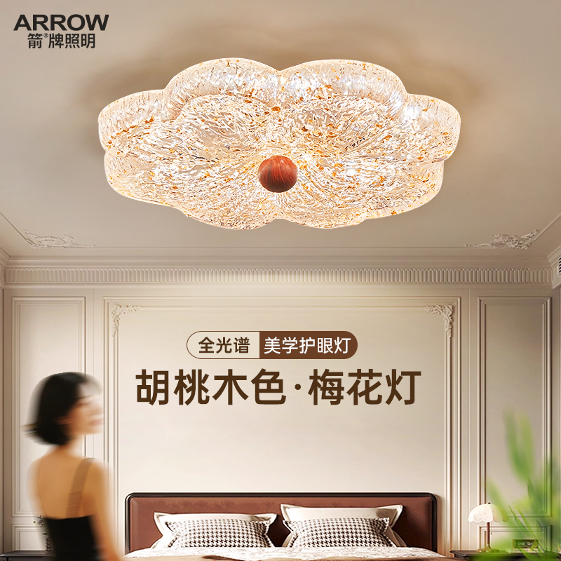 箭牌中古风花朵吸顶灯卧室书房灯