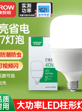 箭牌照明LED灯泡节能灯超亮白光家用螺旋卡口e27厂房大功率球泡灯