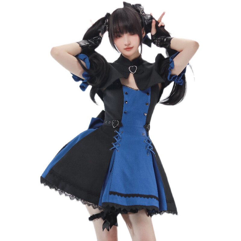 弥生家夜莉安娜蓝黑lolita背心裙jsk小偶像甜辣风亚元素y2k小坎肩