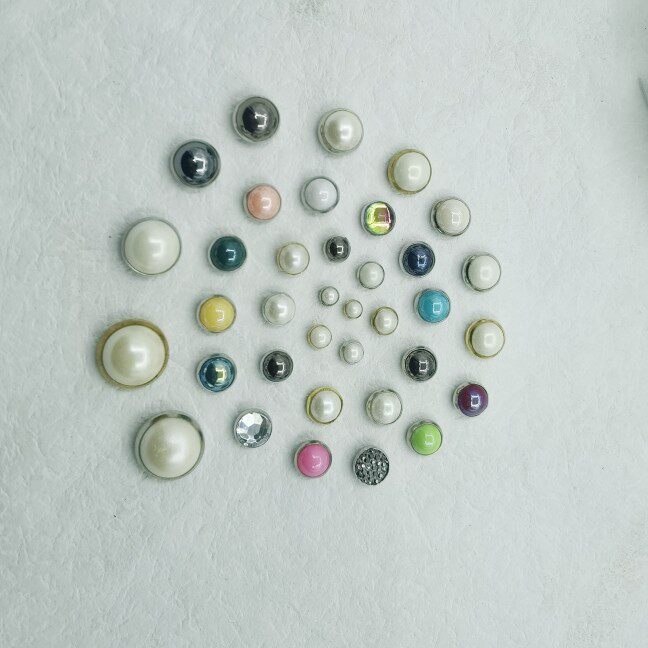 진주 단추 골드베이스 실버베이스 구리베이스 덮여 진주 단추 수제 DIY 인형 옷 장식 단추