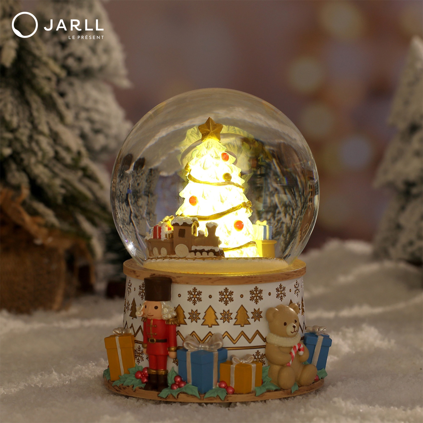 JARLL赞尔水晶球音乐盒旋转亮灯八音盒圣诞礼品送对象女朋友告白