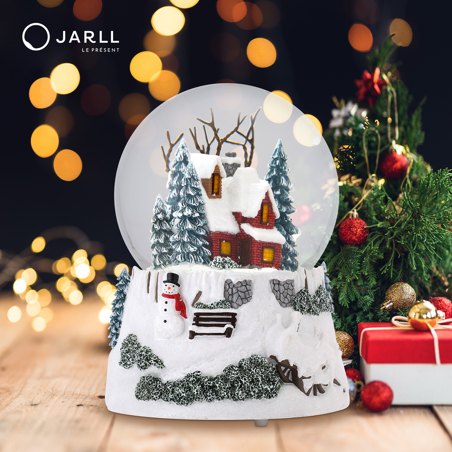 jarll灯光水晶球音乐盒