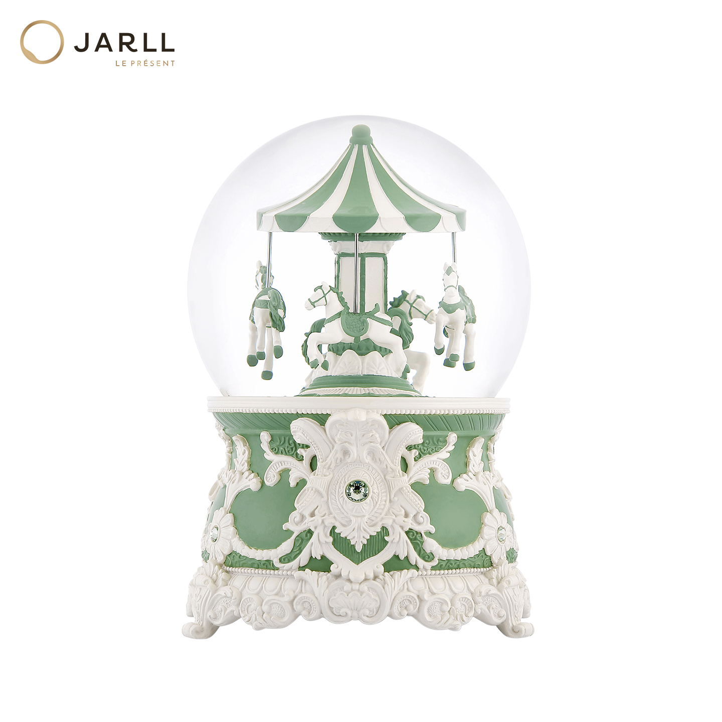 JARLL赞尔水晶球音乐盒洛可可旋转木马自喷亮片八音盒女友生日礼