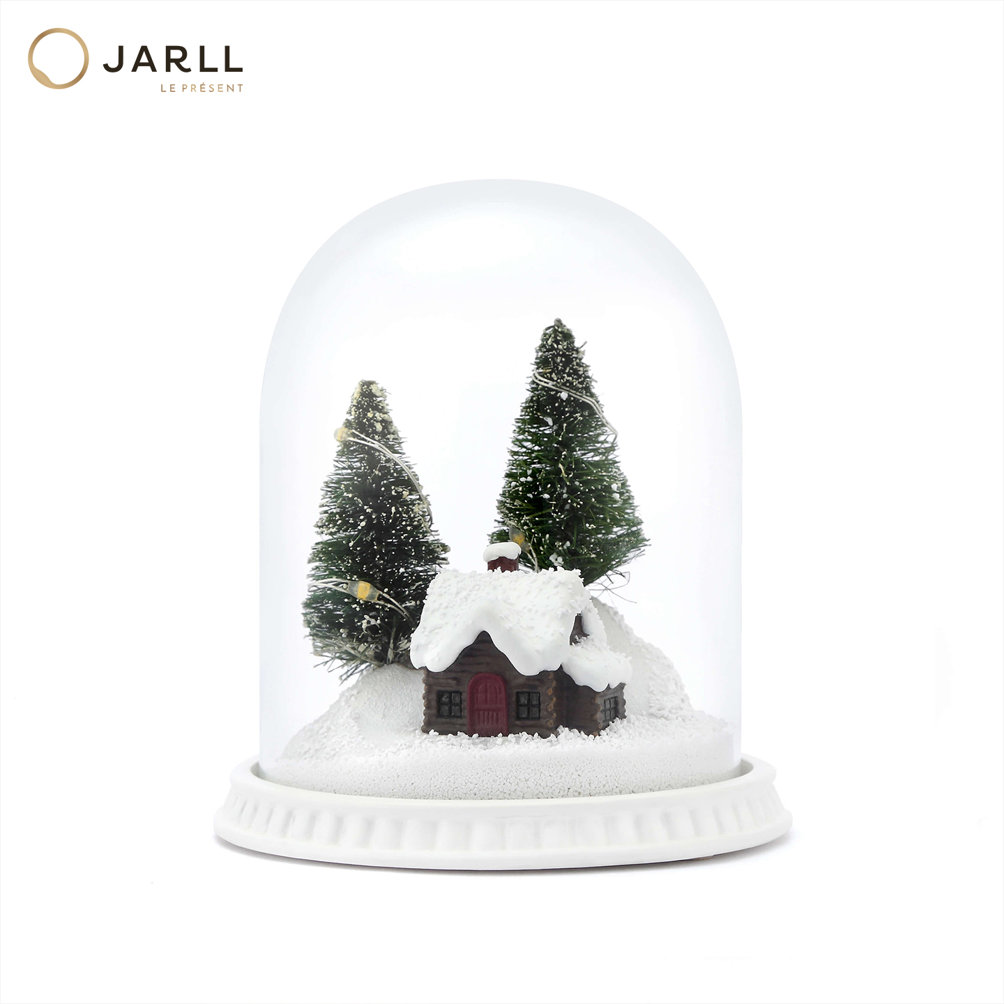 jarll森林小屋雪花灯光摆件