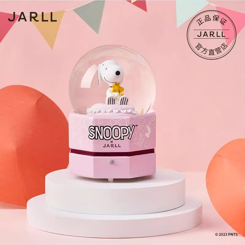 JARLL赞尔史努比水晶球音乐盒旋转八音盒送同学生日纪念礼物