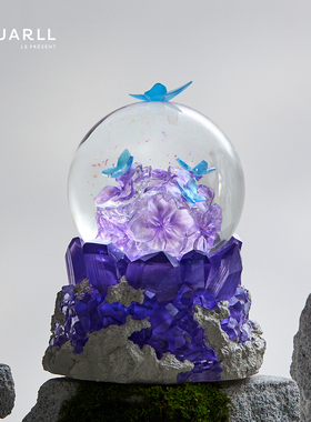 JARLL赞尔天竺葵水晶球音乐盒高透亮灯八音盒陪伴礼物送女友表白