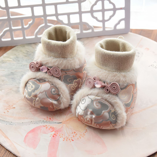 6到12个月新国风软底红色过年鞋 冬季 小月龄宝宝鞋 加厚棉鞋 婴儿鞋