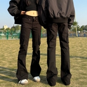 男女潮牌高街宽松显瘦微喇长裤 牛仔裤 复古多口袋工装 记得加辣美式