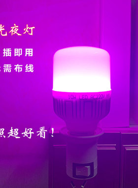 卧室直插式Led带开关蓝粉紫色情调调情灯房间卧室浪漫氛围床头灯