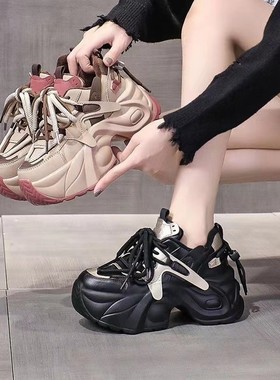 跨境网红老爹鞋女厚底内增高轻便运动鞋小个子休闲百搭鞋批发