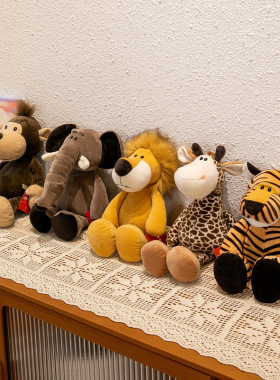 仿真丛林动物派对毛绒玩具 森林狮子王老虎大象长颈鹿玩偶大作战