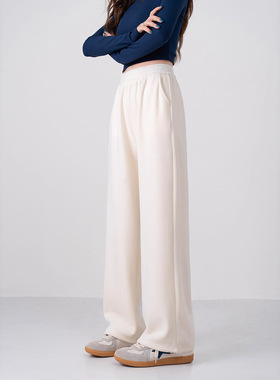 加绒裤子女秋冬垂感糯米绒阔腿裤灯芯绒休闲女款秋冬保暖裤子源头