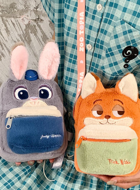 卡通松鼠可爱玩偶包朱迪尼克周边毛绒斜挎包日系维尼熊单肩包批发
