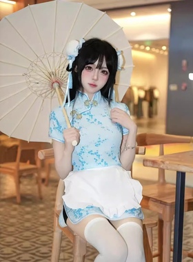 网红爆款中华娘旗袍性感修身显瘦国风新中式改良小厨娘连衣裙套装