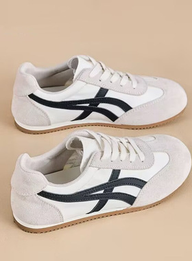 复古德训鞋女款2025春秋季新款百搭透气薄款小白鞋子休闲运动板鞋