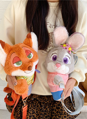 跨境新款朱迪尼克毛绒玩偶公仔背包疯狂动物城背包生日礼物网红爆