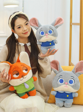 跨境热销疯狂动物城尼克朱迪公仔狐狸兔子玩偶陪睡娃节日礼物批发