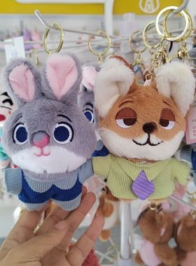 跨境疯狂动物城兔子朱迪狐狸尼克毛绒玩具包包挂饰公仔毛绒钥匙扣