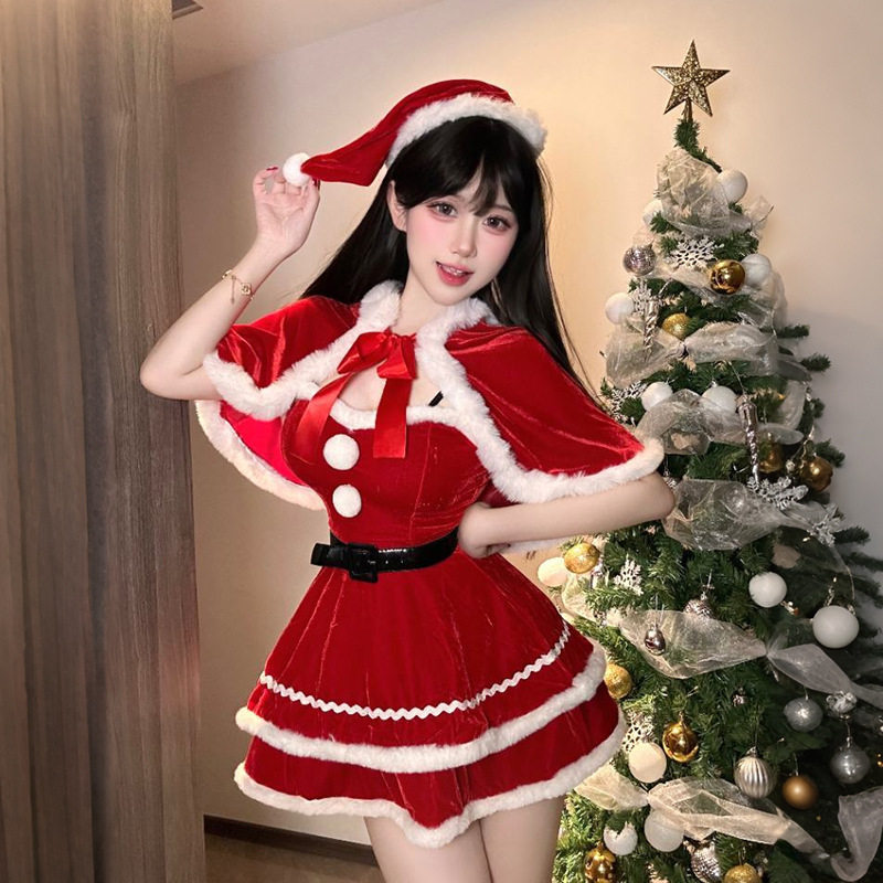 圣诞服雪国圣女纯欲风连衣裙秋冬氛围感圣诞节洛丽塔风格网红主播