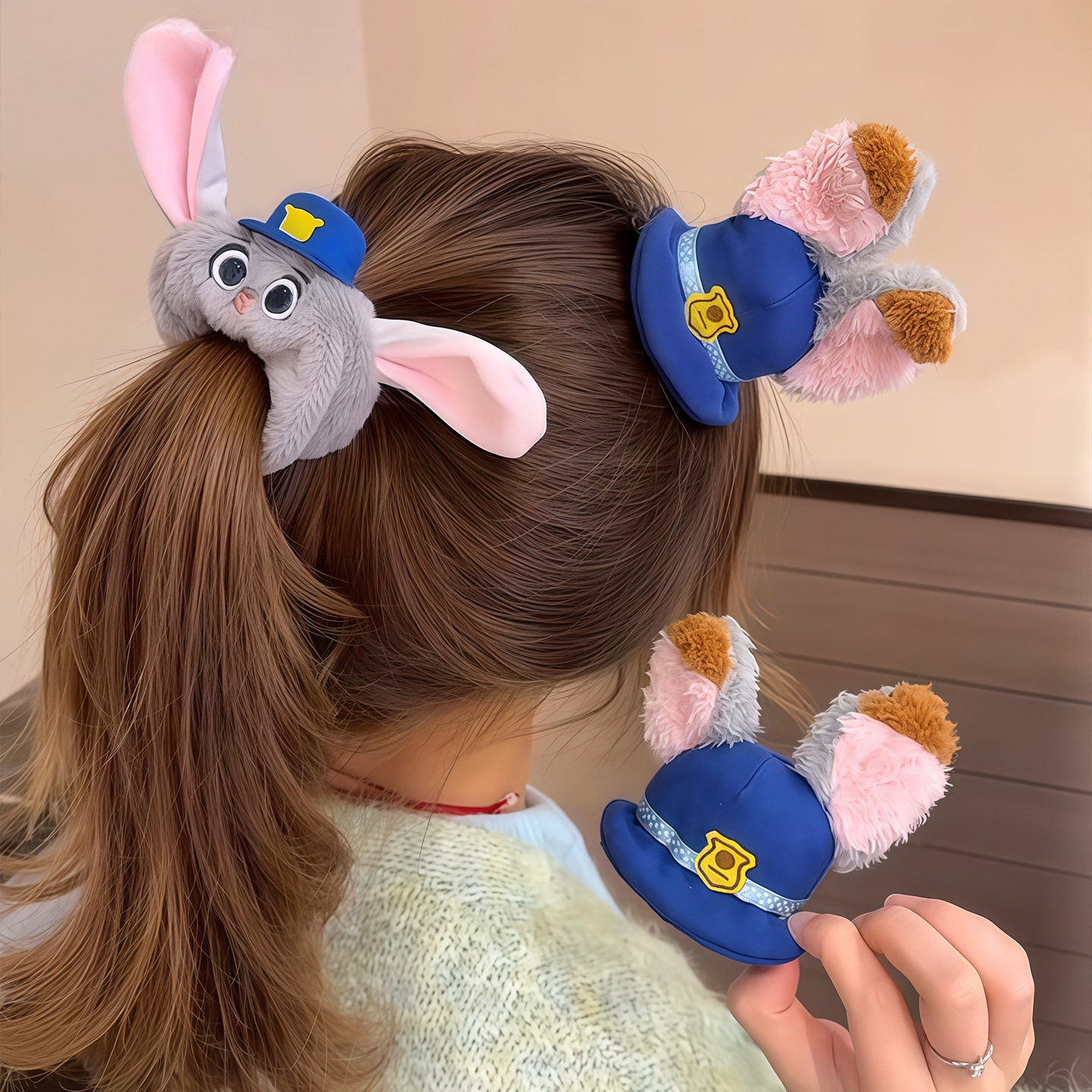 疯狂动物城毛绒发饰尼克狐尼克朱迪发圈发夹新款超萌可爱侧边夹