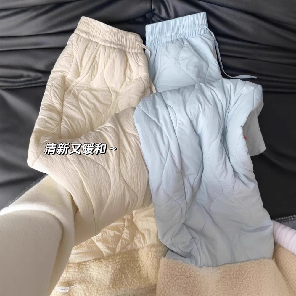 广州十三行高货！羊羔绒阔腿裤女秋冬加绒加厚棉裤卫裤运动裤子