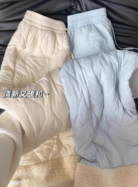 广州十三行高货！羊羔绒阔腿裤女秋冬加绒加厚棉裤卫裤运动裤子