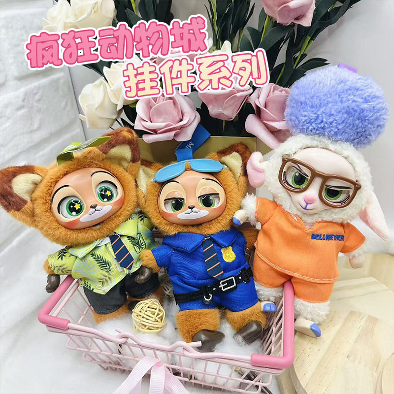 跨境外贸疯狂动物城系列搪胶毛绒公仔朱迪尼克玩具摆件手办包饰品