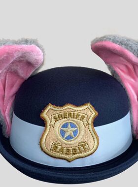 朱迪兔子警官帽子长耳朵女童洛丽塔cos卡通头饰朱迪兔帽子