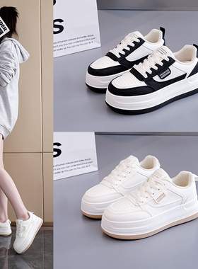 时尚女鞋2025春季小白鞋新款韩版厚底增高运动板鞋休闲鞋女MR-507