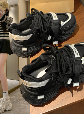 ins韩版新款老爹鞋女2025春季学生跑步运动厚底增高休闲FB9905-1